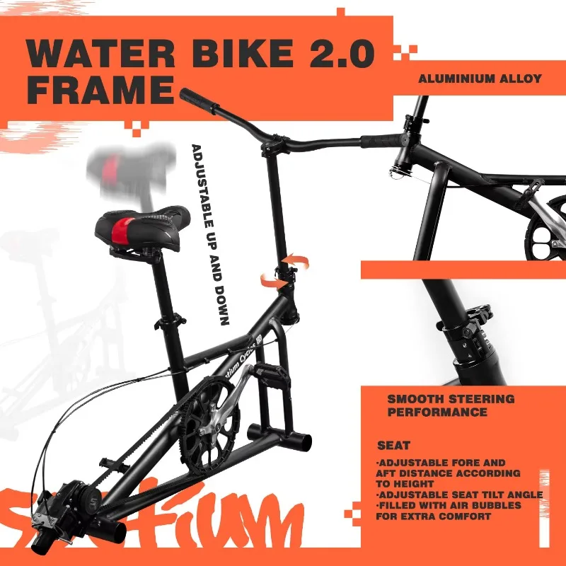 Aqua-Cycles Inflatable Floating Grey Water Bike Pedal Boats Bicycle Inflatable Water Bike For Two Person