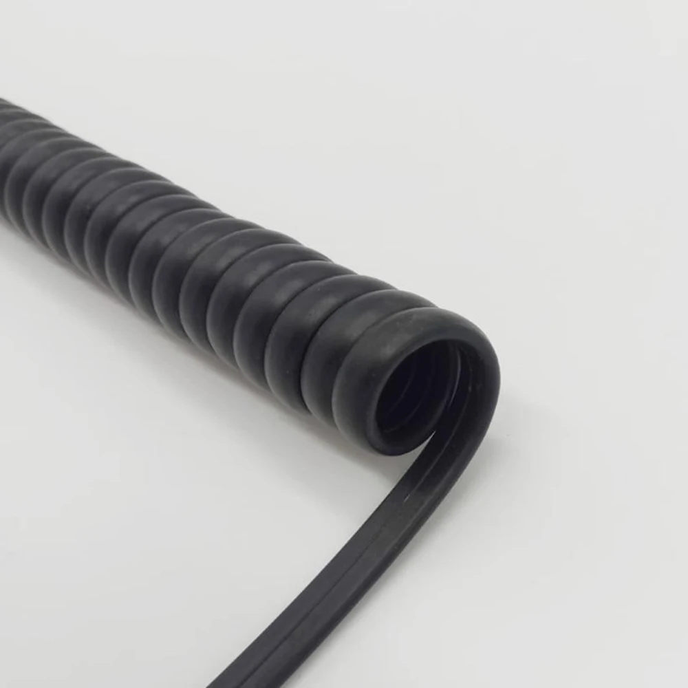 

4-Core PU Telephone Spiral Cord High Elastic Spring Phone Line, Durable, Oil-Resistant Stretchable Flat Telephone Cable