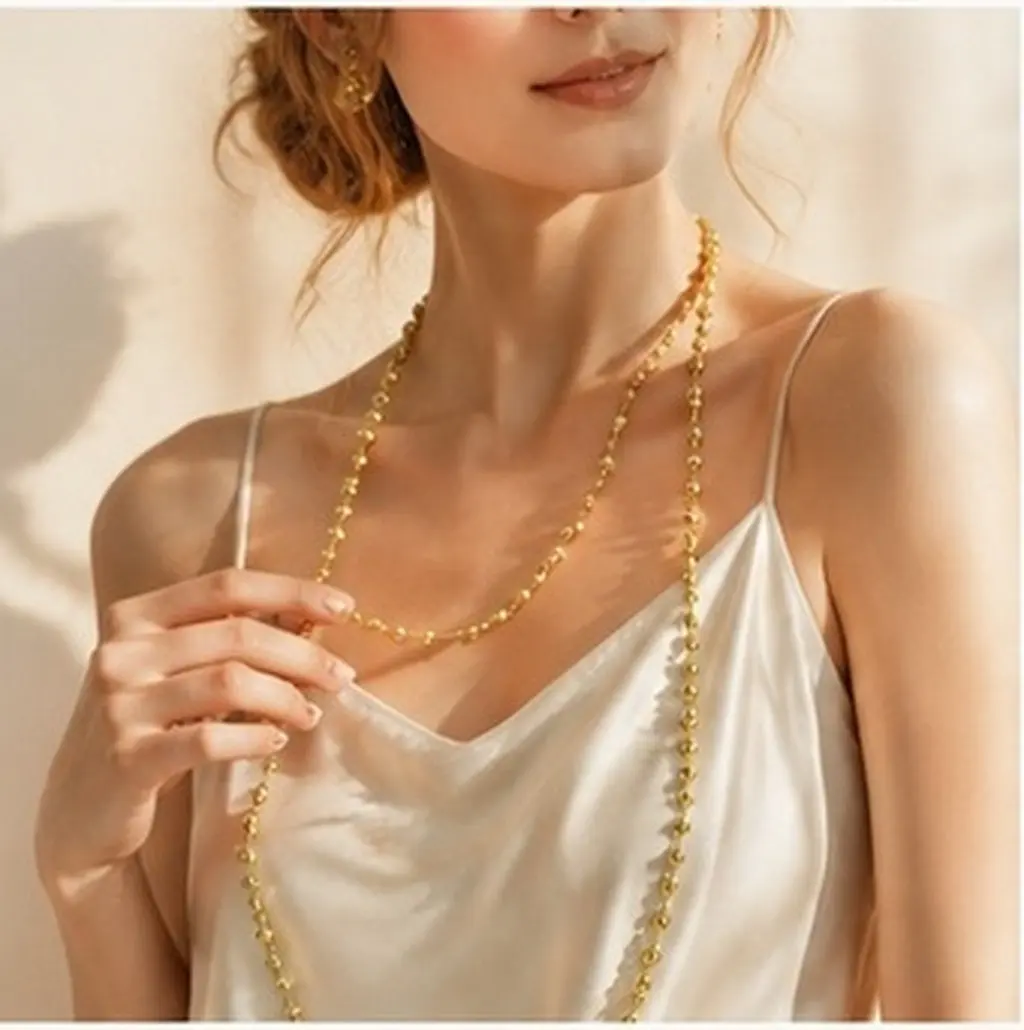 Round Heart Shape Beads Chain Garland Golden Fixed Plating Mirror Surface DIY Curtain Wedding Christmas Birthday Party