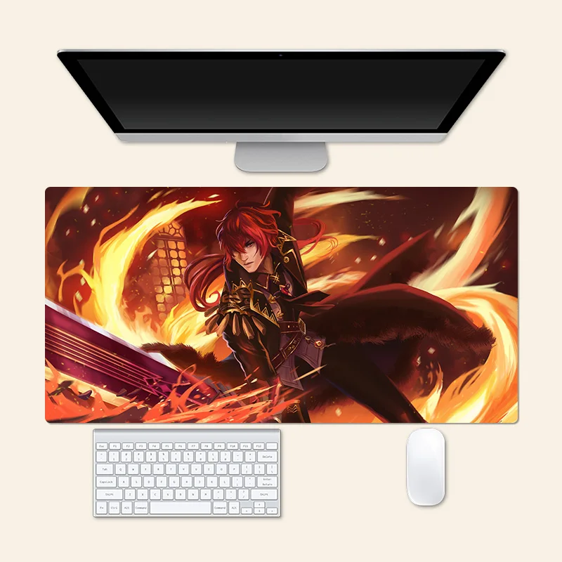 Diluc Ragnvindr Genshin Impact Anime Mouse Pad Grande, Game PlayMat, Esteira de mesa criativa, Escritório Mousepad