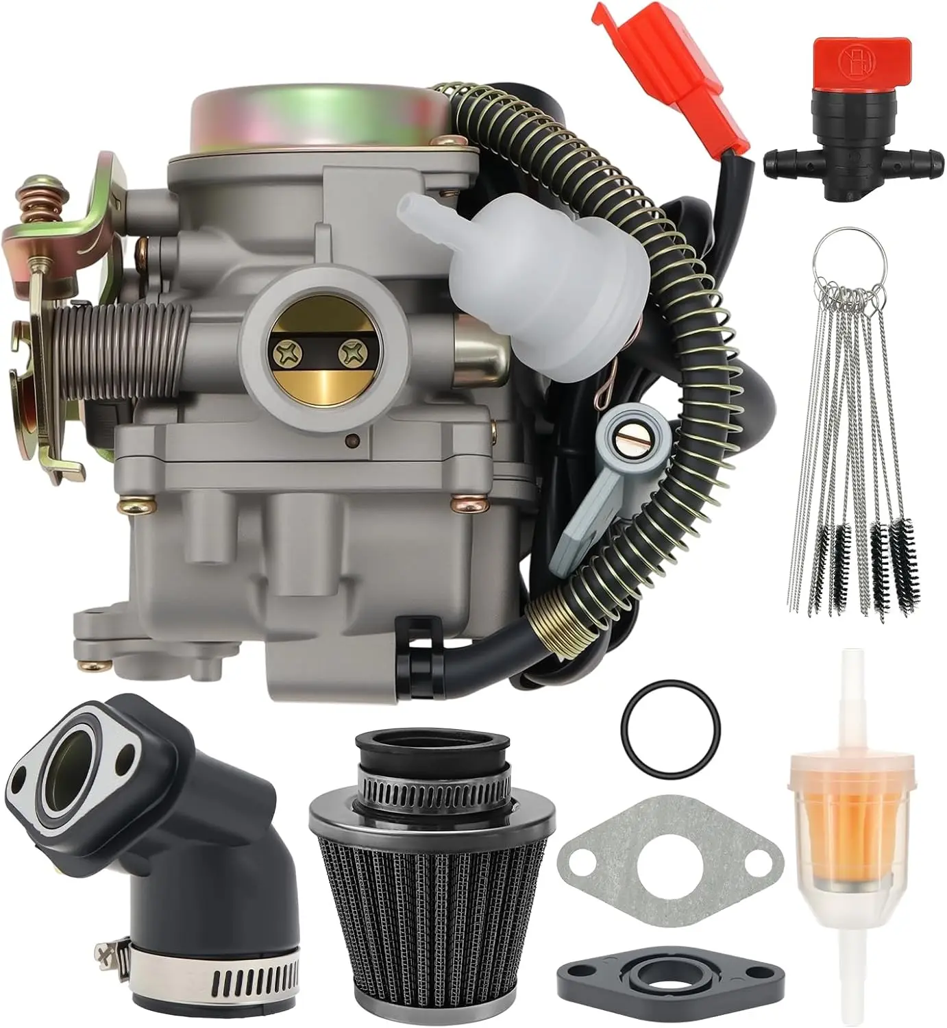 Carburador GY6 50CC para Taotao Go Kart, Moped, Scooter 49CC 50CC 80CC 139QMA 139QMB 4 Tiempos, Carburador de 18MM con Filtro de Aire