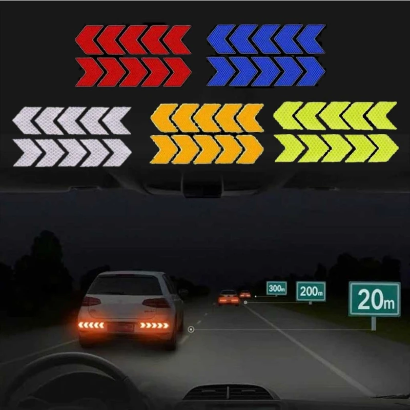 10 Uds Universal coche para flecha pegatina decorativa Exterior para cinta reflectante tira advertencia anticolisión Envío