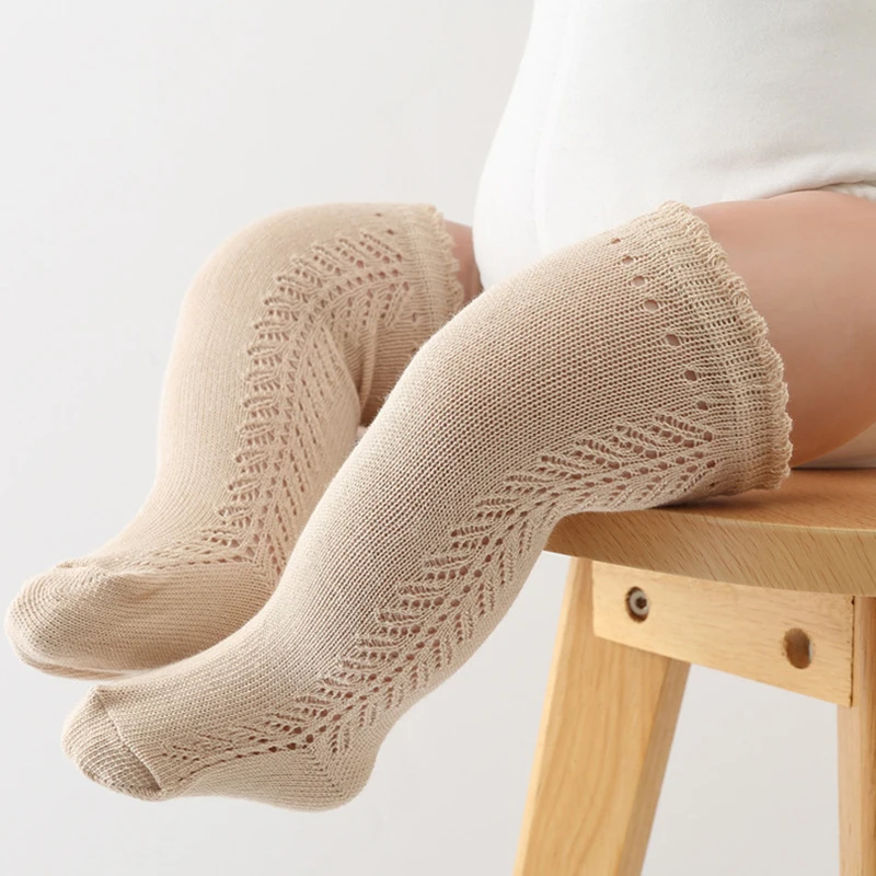 0-2Y Newborn Baby Socks Breathable Mesh Cotton Knee High Girls Sock Toddlers Long Tube Sock Kids Hollow Out Infant Long Socking