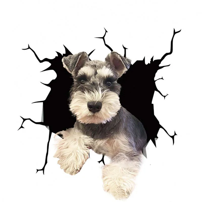 3d Dog Crack Sticker Pvc Plastic Sticker Car Window Decal Laptop Funny Decals Creative Hole Breaking Cute Animal Stickers Animal