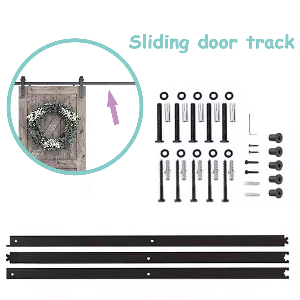 LWZH 1.2m/2m/2.5m/3m Porta scorrevole per fienile Hardware Binario Solo binario Guide Rulli non inclusi 4-20FT Ferramenta per la casa