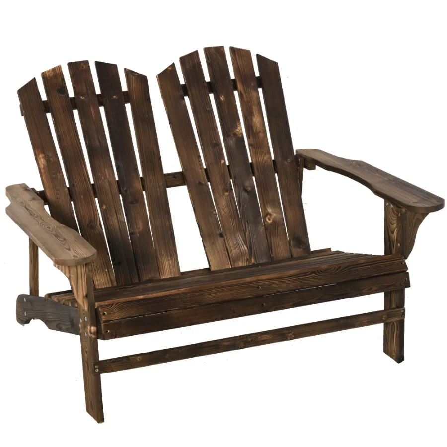 

Adirondack Loveseat Wood с защитой от атмосферных воздействий Краска Эргономичный дизайн шезлонг с плоской спинкой для патио Коричневый