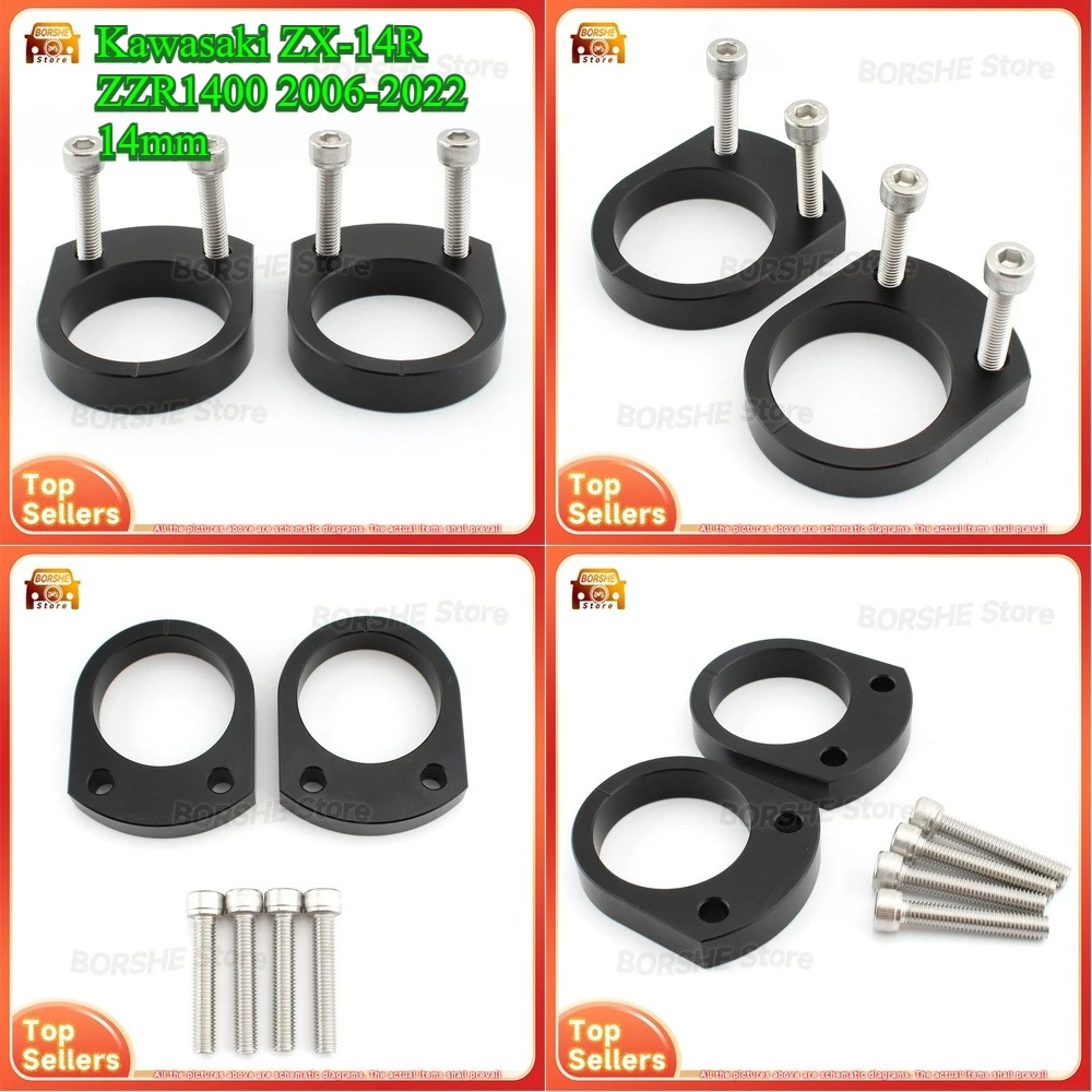 

2026 Motorcycle Handlebar Riser Kit Suitable for Kawasaki ZX-14R ZZR1400 2006-2022 14mm Height Adjustment Bracket for Enhanced