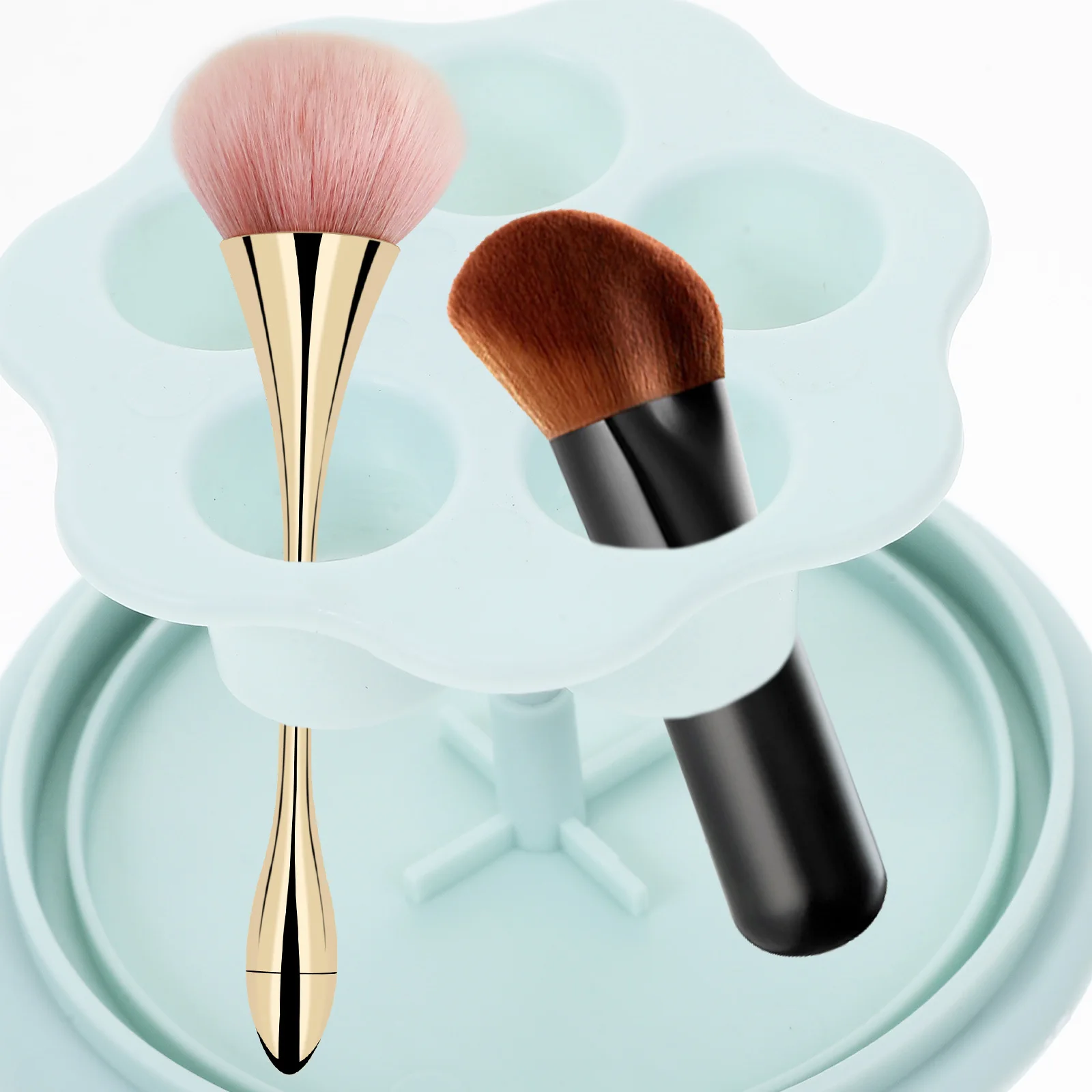 Make-up-Pinsel-Reinigungsbox, multifunktionaler Trockenhalter, wiederverwendbar, robustes PP-TPR-Material, leicht zu reinigen, kompaktes Design für Make-up