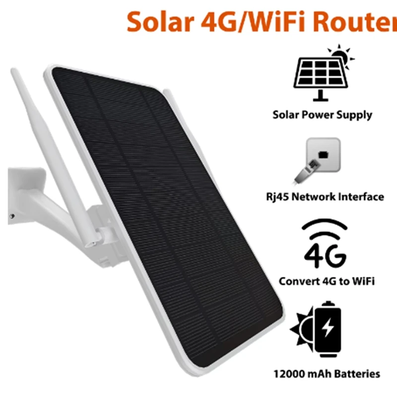 Impermeável Solar Powered Router, Repetidor WiFi, Tudo em Um, Alcance WiFi 50M, 6 W, 4G, IP66