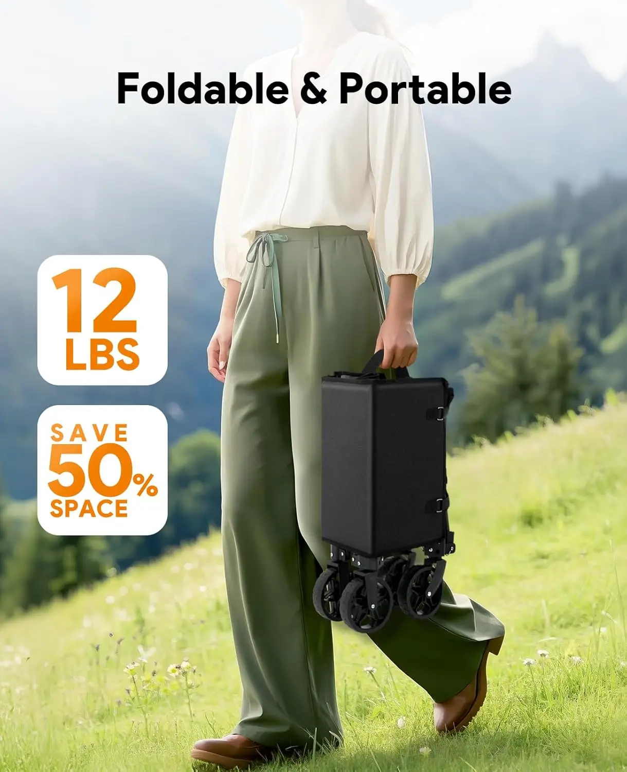 Carro plegable 3 en 1, carrito con ruedas, 120L, Uti