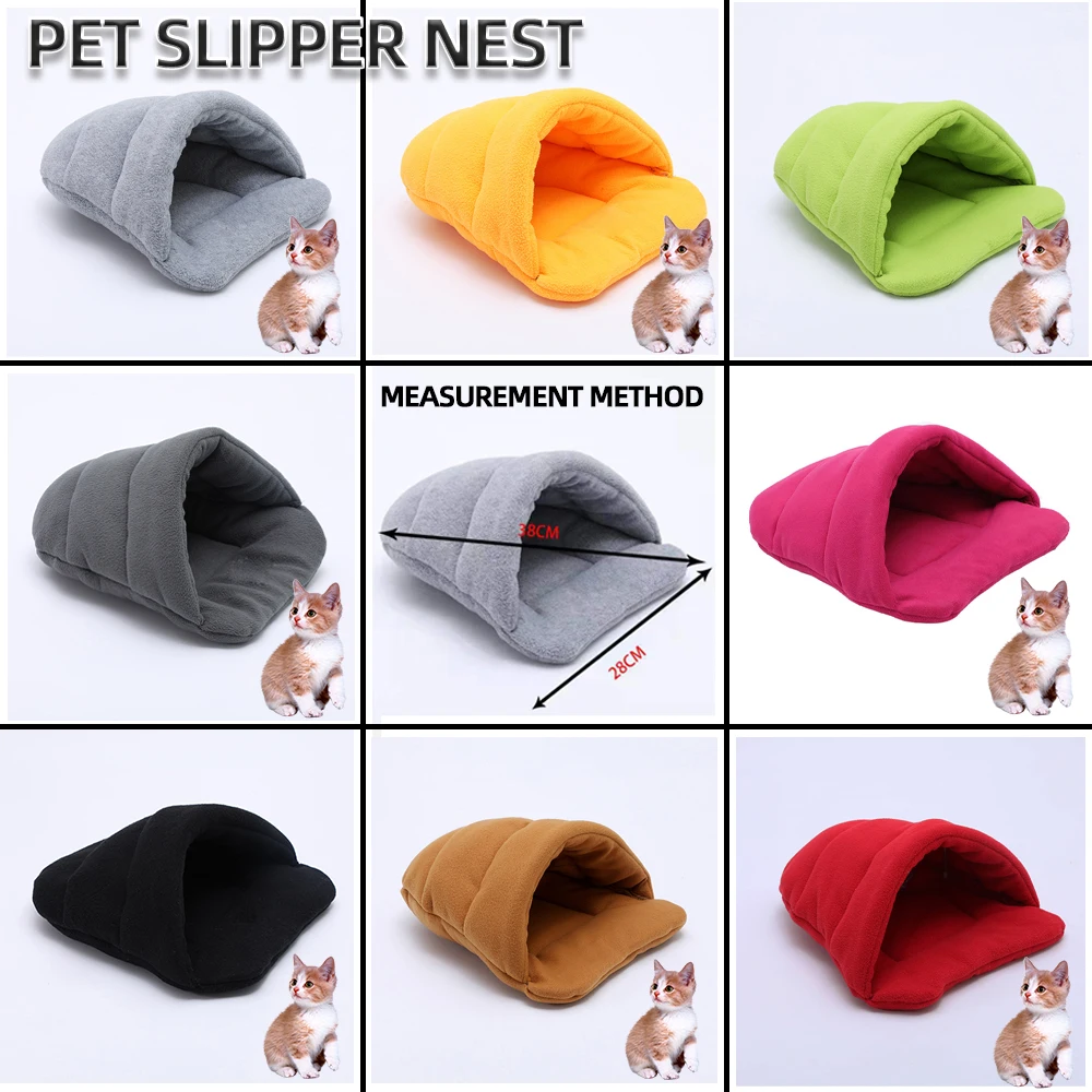 

Кошачье гнездо, теплые тапочки для домашних животных, мягкие плюшевые тапочки для котенка, щенка, кровать для глубокого сна, одеяло для маленьких животных, товары для домашних животных