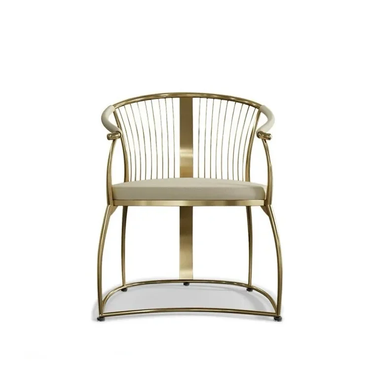 

Modern large-sized villa tea room high-end stainless steel armchair new Chinese tea chair