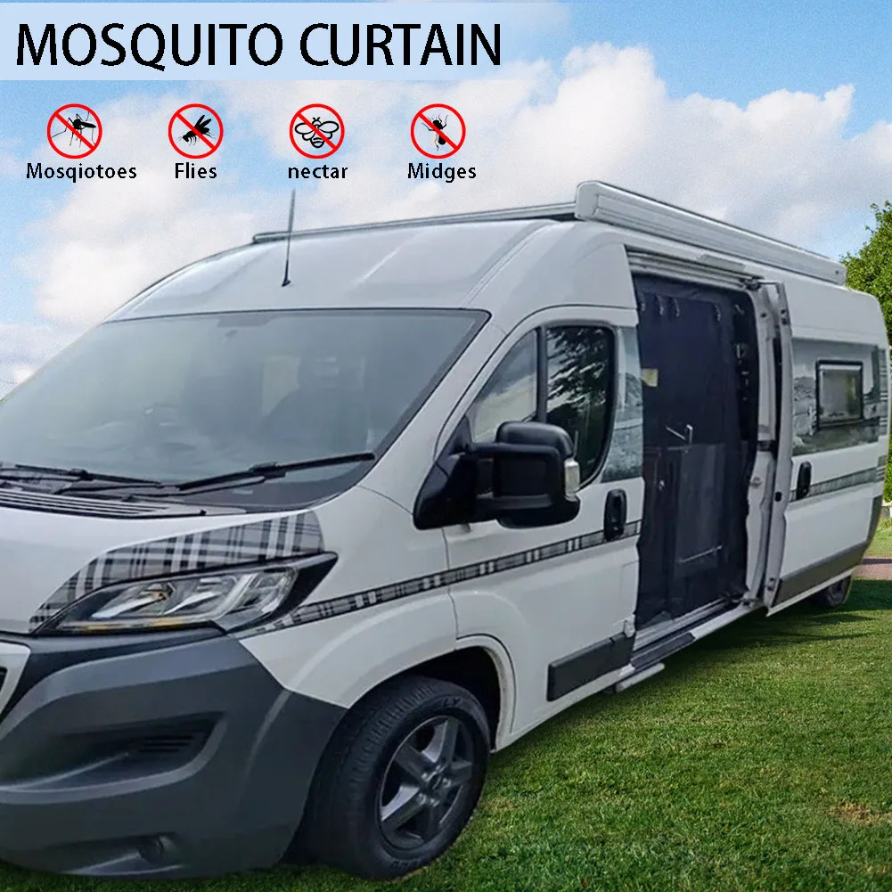 Magnetic Caravan Fly Screen Breathable Insect Mosquito Curtain RV Mosquito-proof Door Curtain for Camper Sliding Door Back