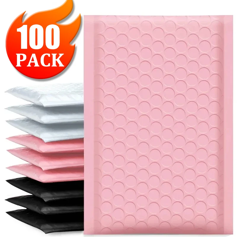 

100-10PCS Bubble Mailers Wholesale Black Pink White Bubble Padded Envelope for Packaging Mailing Gift Self Seal Shipping Bags