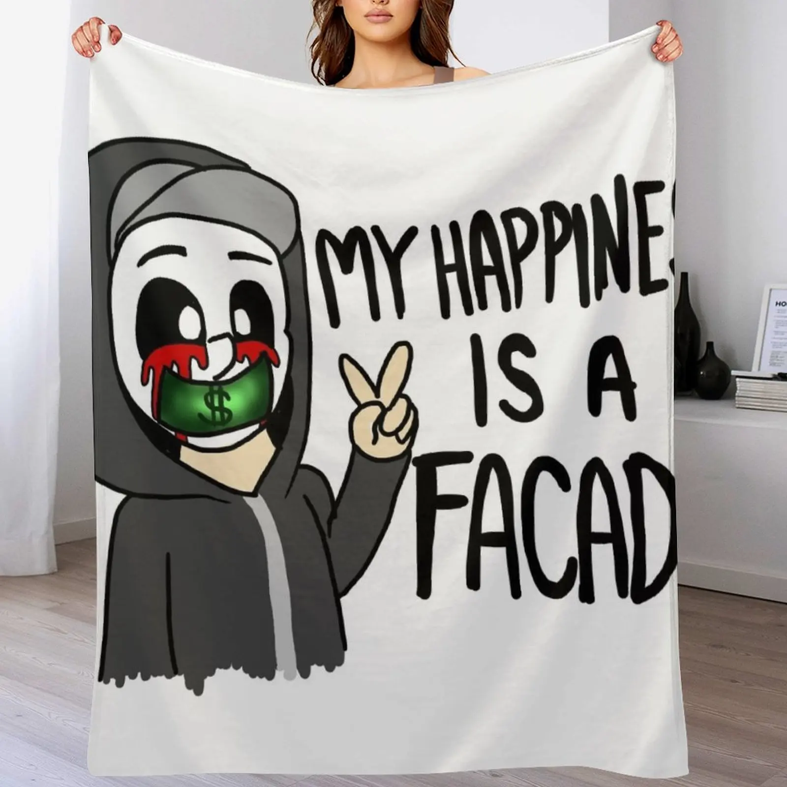 

Happiness Facade (J-Dog) Throw Blanket Stylish Decor Blanket Gift for Friends Roommate