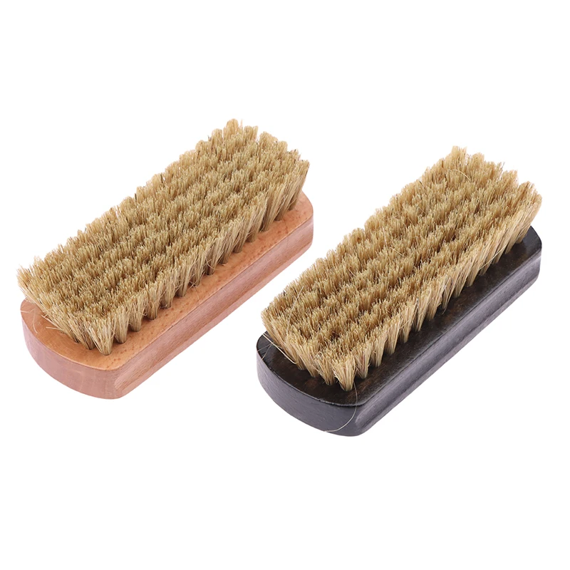 Pig Hair Wood Handle Waxing Brush Hard Bristle Shoe Surface Cleaning Polishing Oiling Brush Shoe Shine Brushes