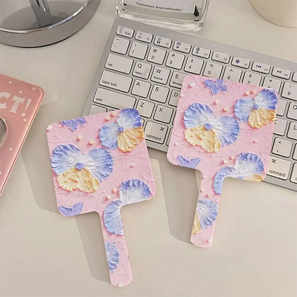 

Portable Hand-Held Make-Up Mirror Flower Square Cosmetic Mirror Ins Style Ideal Square Mirrors Woman