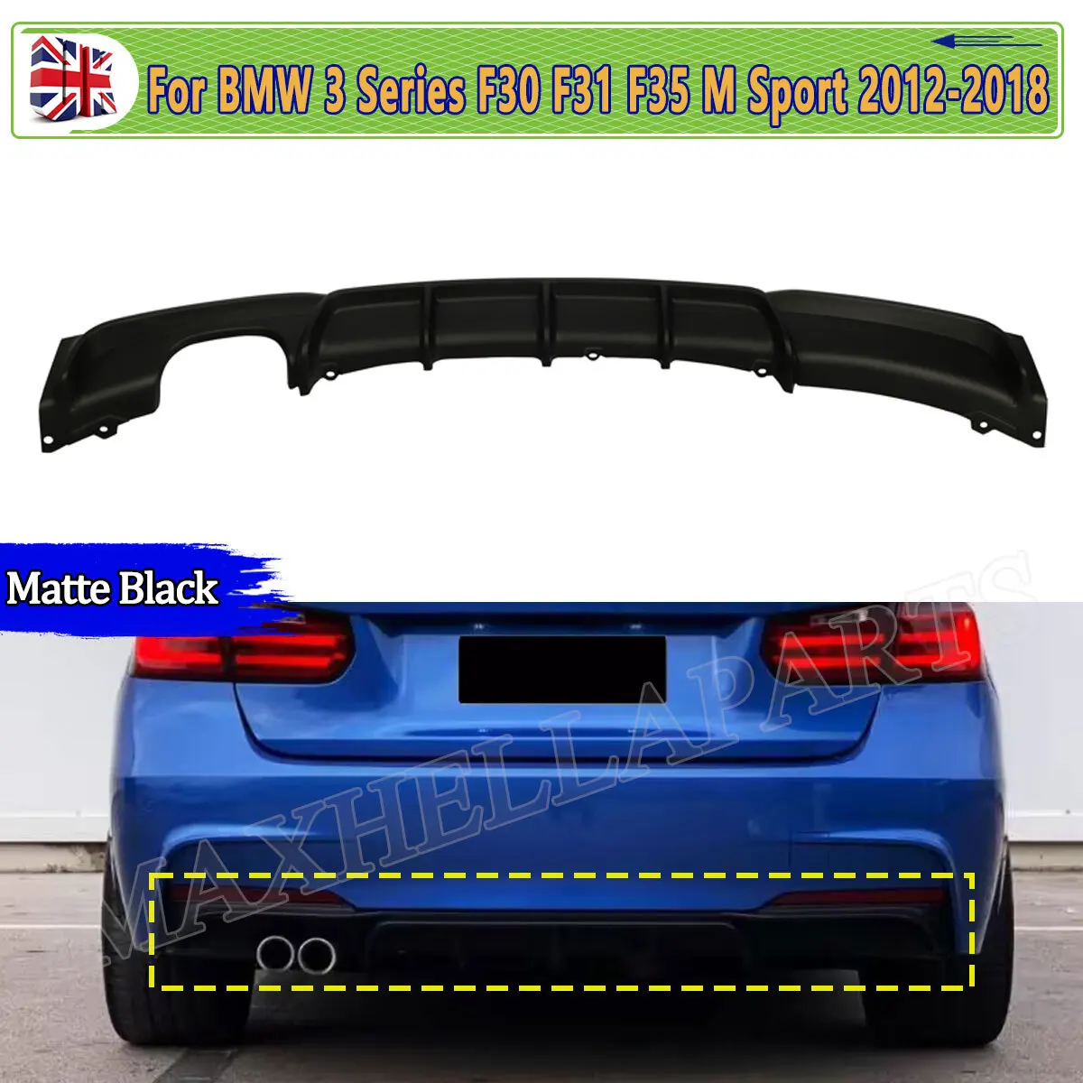 

Диффузор бампера объемного звучания для BMW F30 F31 3 SERIES 320d 330i 340i 2012-2018 задний бампер DIFFUSER TWIN EXHAUST M SPORT PERFORMANCE