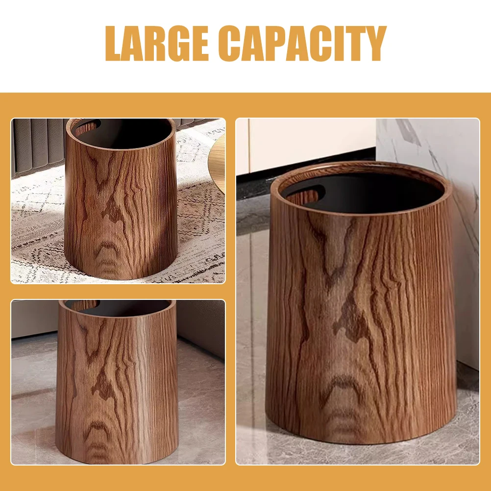 

Retro Farmhouse Trash Can 8L Large Plastic Bathroom Garbage Bin Rustic Waste Basket Office Bedroom Kitchen Non-Crack