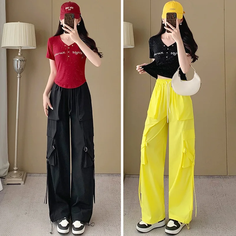 Zestaw sportowy damski: golf, badminton, bieganie, spodnie robocze, taniec ghost step, odzież fitness, modny komplet.