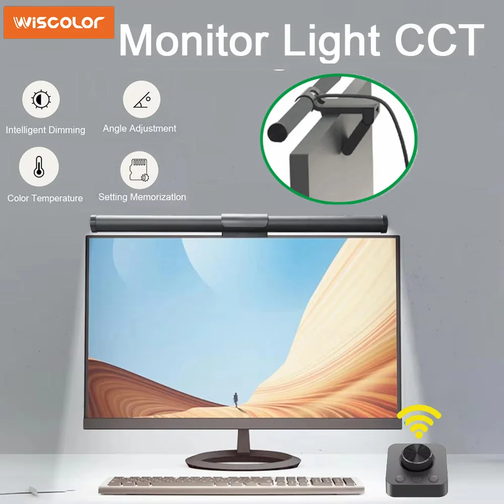 

Wiscolor LED Monitor Screen Hanging Lights Remote Control PC Desk Computer USB Stepless Dimming Light Eyescare for Study Work