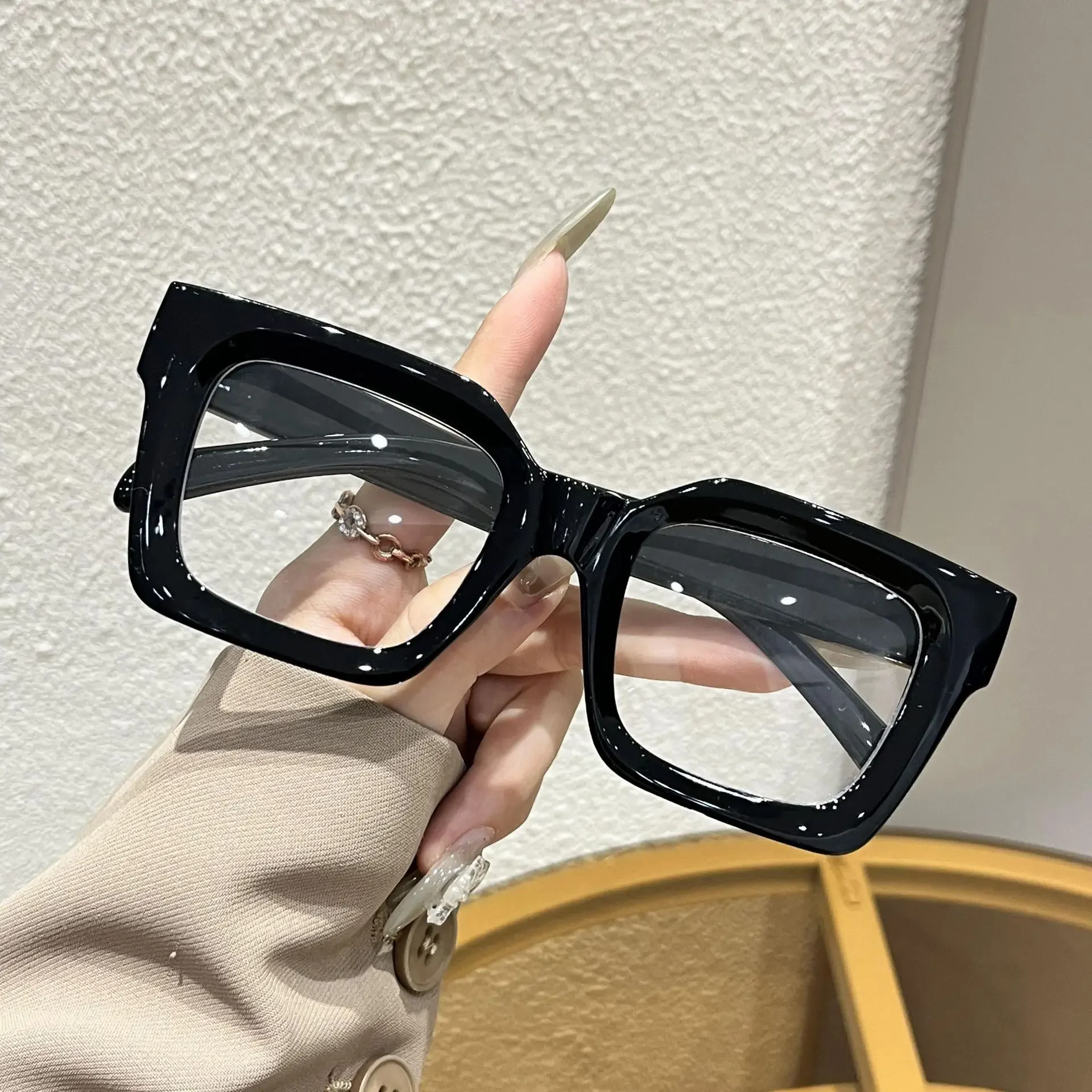 1 Stück/2 Stück trendige und modische, lässige, rechteckige Brille mit großem Rahmen, einfache und stilvolle Brille, geeignet für den täglichen Gebrauch – Detail 2