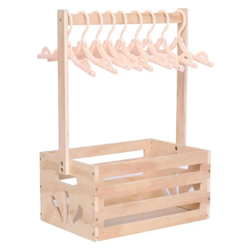 

ABFU-Wooden Baby Shower Gift Basket With Handle, Baby Storage Nursery Closet Crate Hamper, Baby Shower Decorations Hange