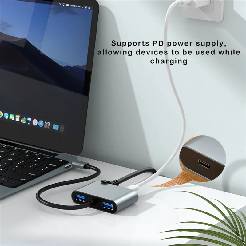 

1000Mbps Ethernet Adapter Hub 60W PD Fast Charging Port Type-C Torj45 2XUSB 3.0 Network Adapter Forlaptop PC