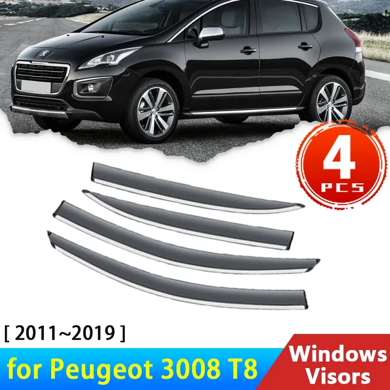 

Deflectors For Peugeot 3008 T8 2011~2019 2015 2018 Accessories Car Side Windows Visors Cover Rain Eyebrow Guards Sun Visor Trim