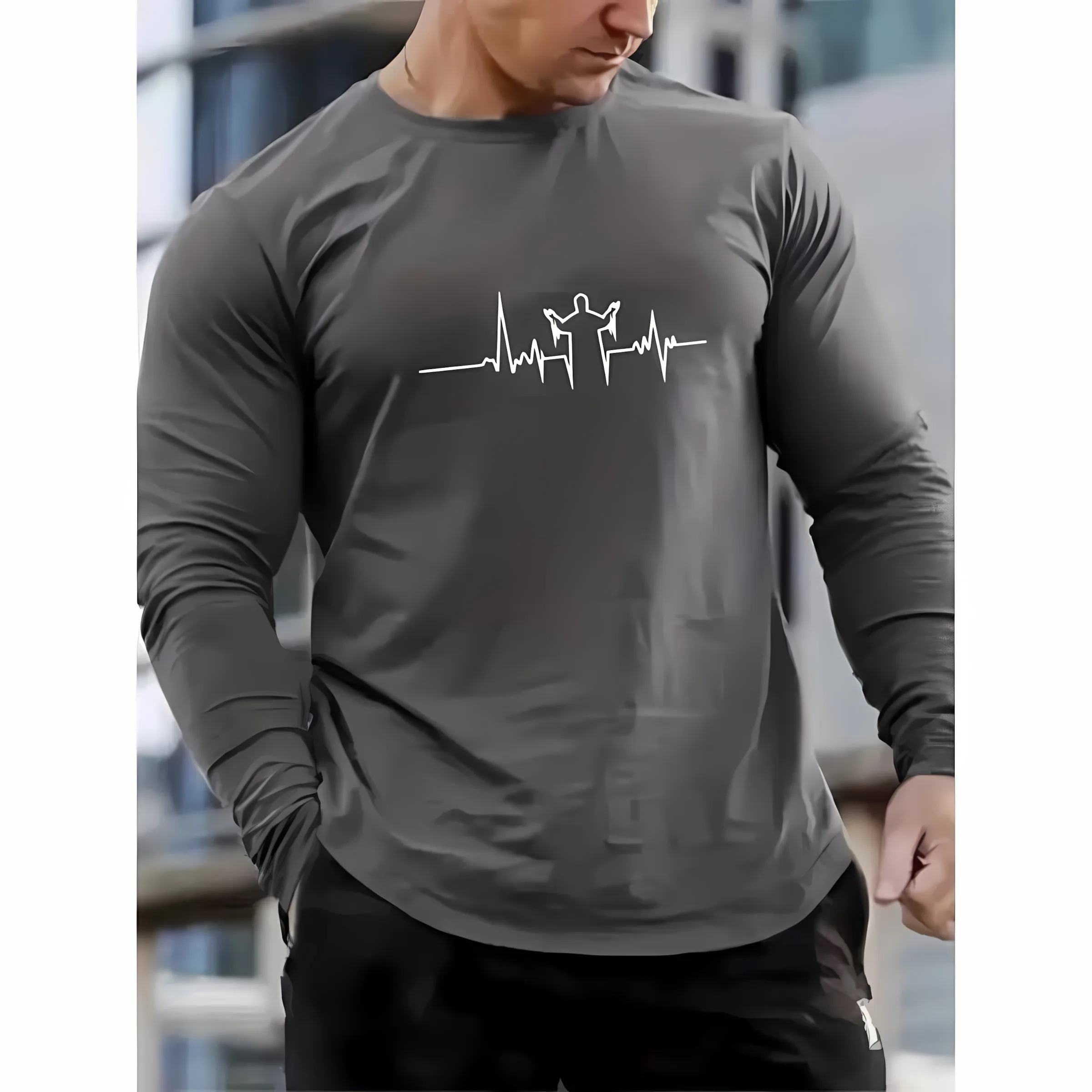 The new men's long-sleeved T-shirt for Spring and Autumn 2025 is casual fashionable and comfortable with 3D striped printing