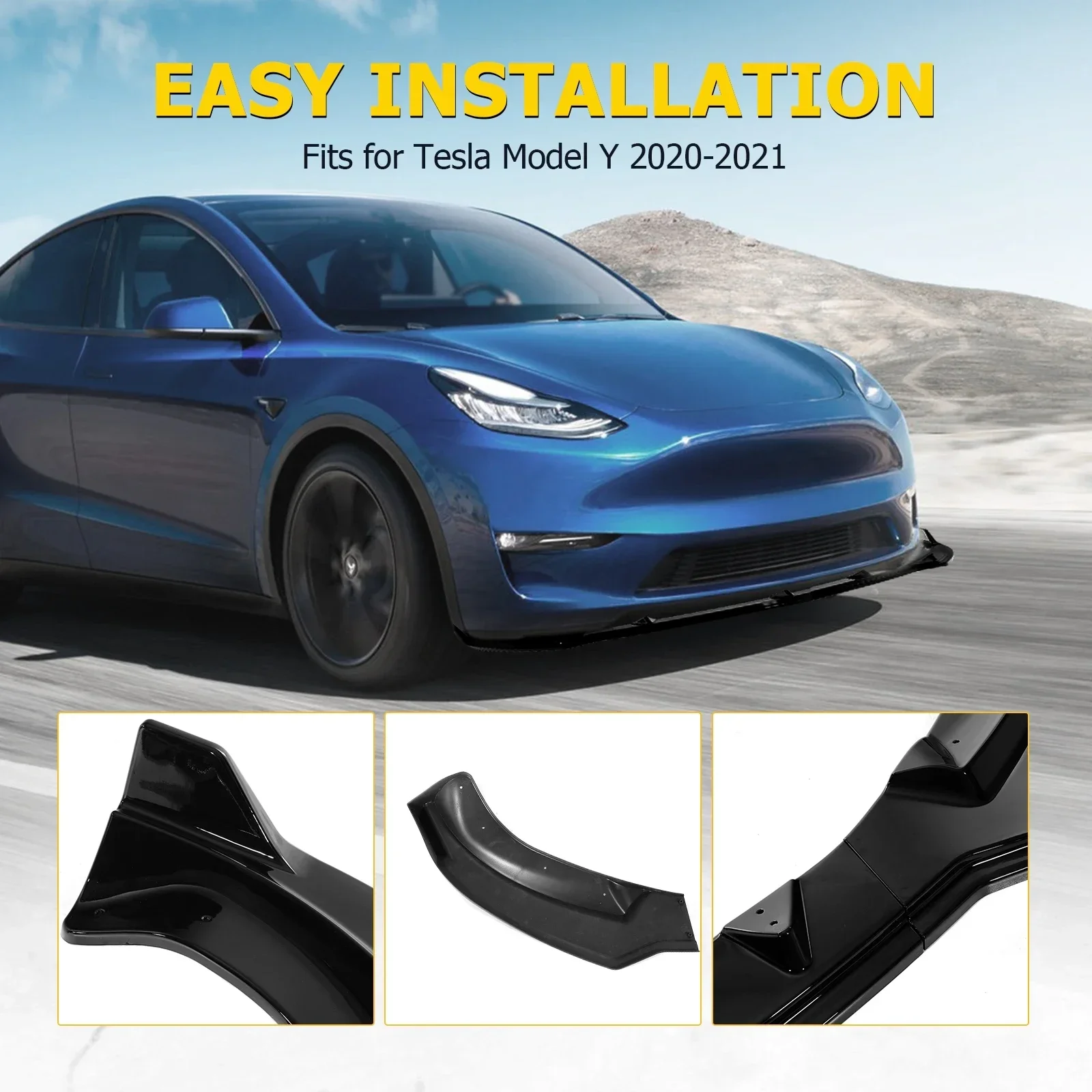 Car Front Bumper Lip Spoiler For Tesla Model Y 2020-2021 Auto Lower Bumper Splitter Chin Protector Diffuser Guard Tuning Parts