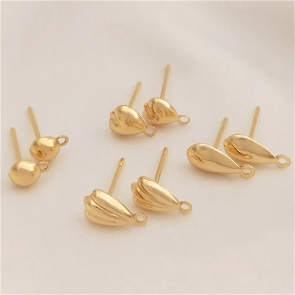 

14K Gold Wrapped Heart-shaped Water Droplet, Shell Shaped with Hanging Earrings DIY Handmade Earring Accessories E069