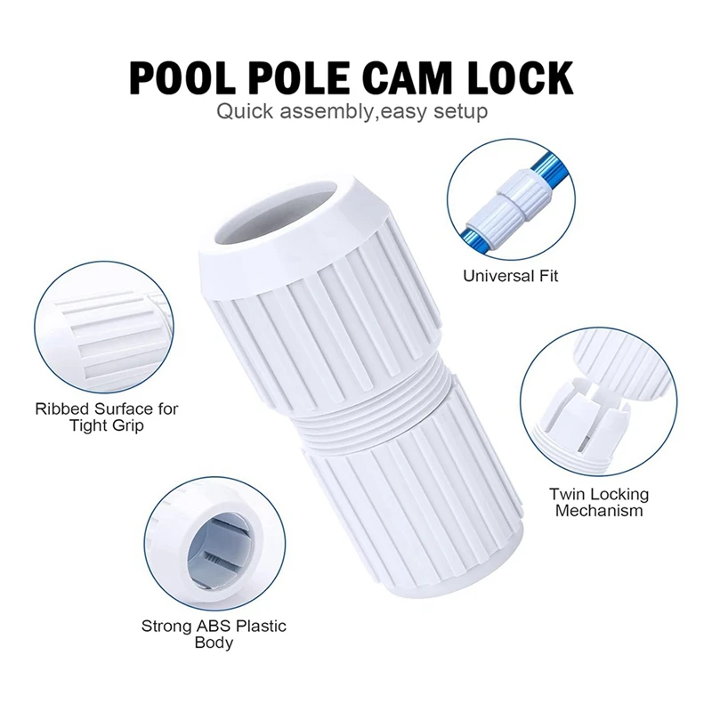 2 Piece Pool Telescoping Pole Cam Lock White Plastic EZ Lock Cam For Telescopic Swimming Pool Poles