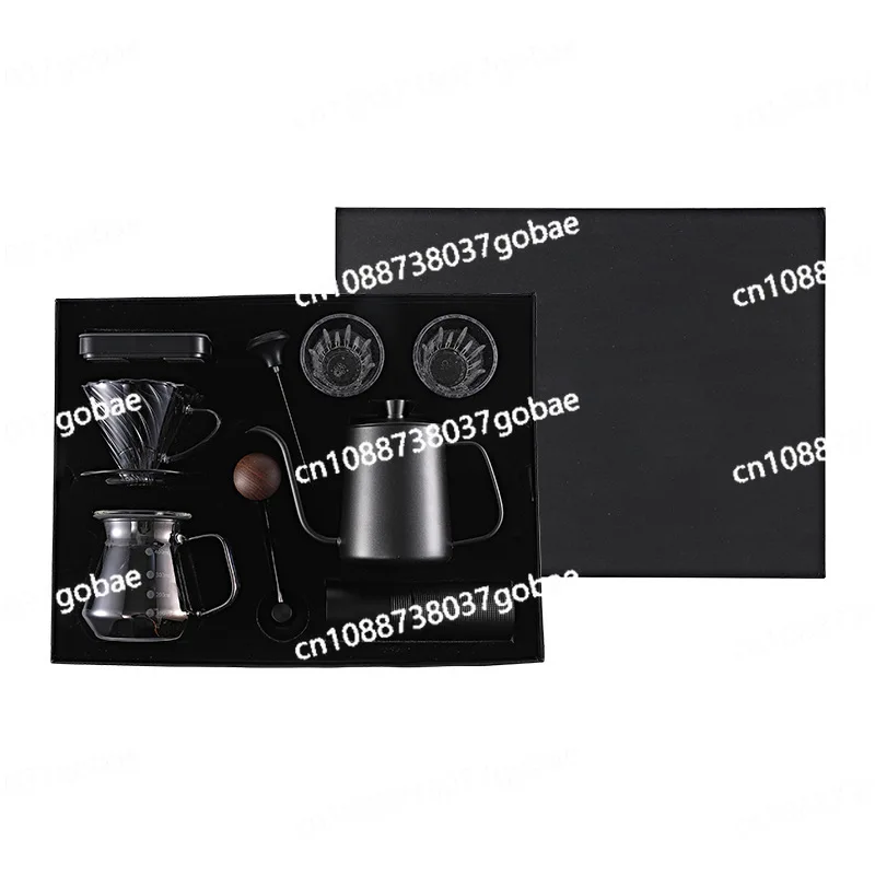 Juego de café de elaboración manual, molinillo de granos con manivela, caja de regalo de olla de elaboración manual para el hogar al aire libre, caja de regalo de café.