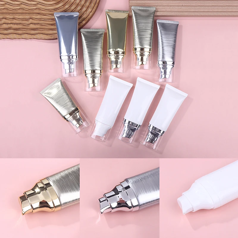 

30/50ml Empty Portable Tubes Squeeze Foundation BB Cream Cosmetic Lotion Travel Bottle With Vacuum Pump Refillable Container