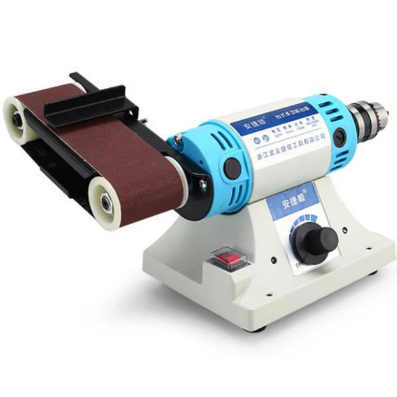 220V Multifunctional Polishing Machine Electric Belt Sander Woodworking Metal Table Drilling Grinding Machine Cutter 750W