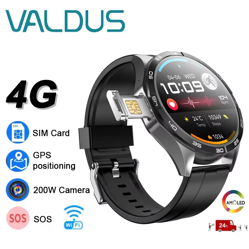 VALDUS VG52 Pro ساعة ذكية AMOLED WIFI GPS SOS NFC 2 + 16G ذاكرة 4G مع كاميرا عالية الدقة رجل أطفال اللياقة البدنية الرياضة 2025 ساعة ذكية