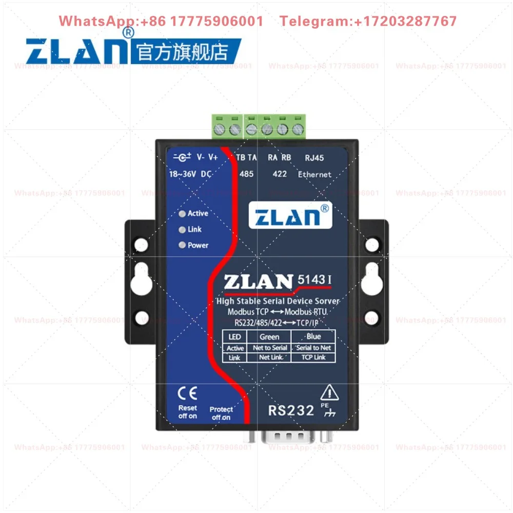 [ZLAN] Lightning protection and anti-interference isolation Modbus gateway module rtu to tcpRS232/422/485 to Ethernet RJ45