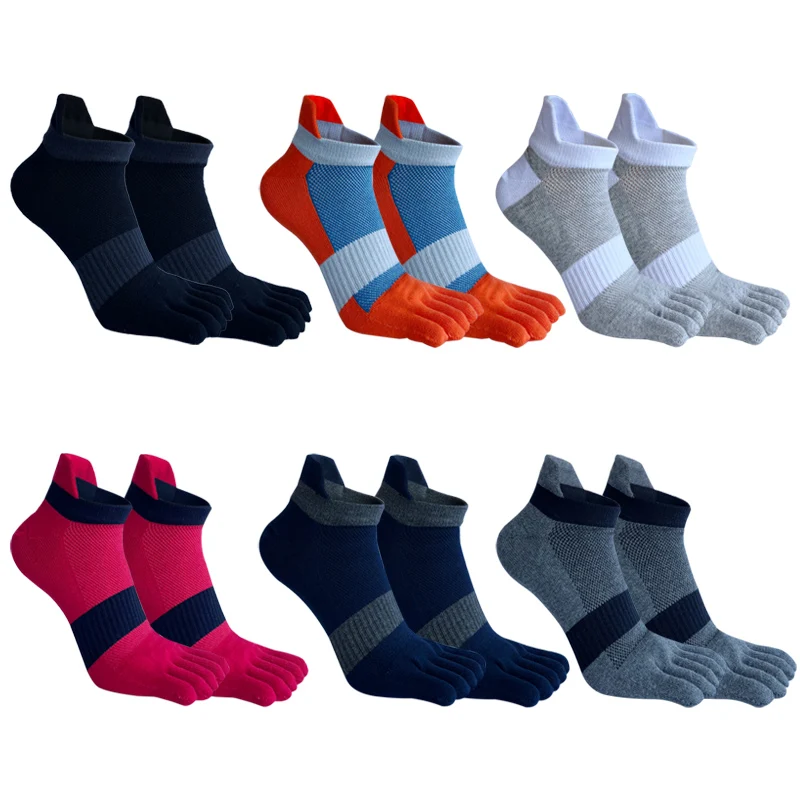 Große Plus Size Mann Zehensocken Sport Baumwolle Spleißen Farben Kompressionsnetz Schweißabsorbierende Fitness Outdoor Zehensocken Student