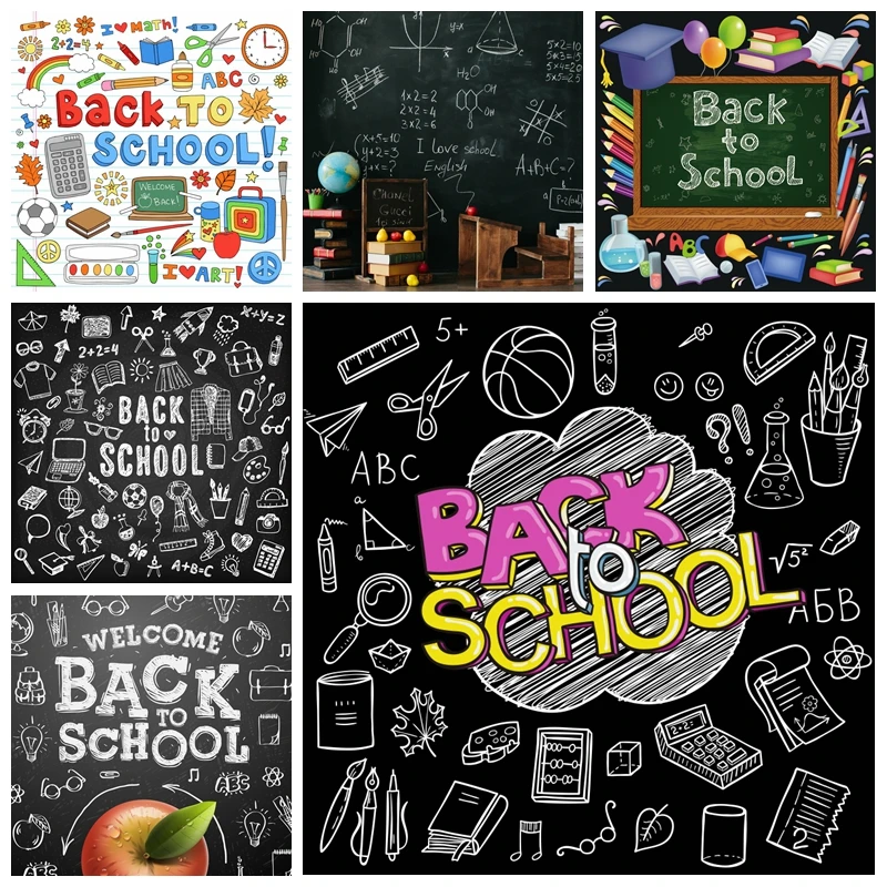 Children Back To School Photography Backdrop Books Pencil Graffiti Blackboard Baby Party Photographic Background Photo Studio