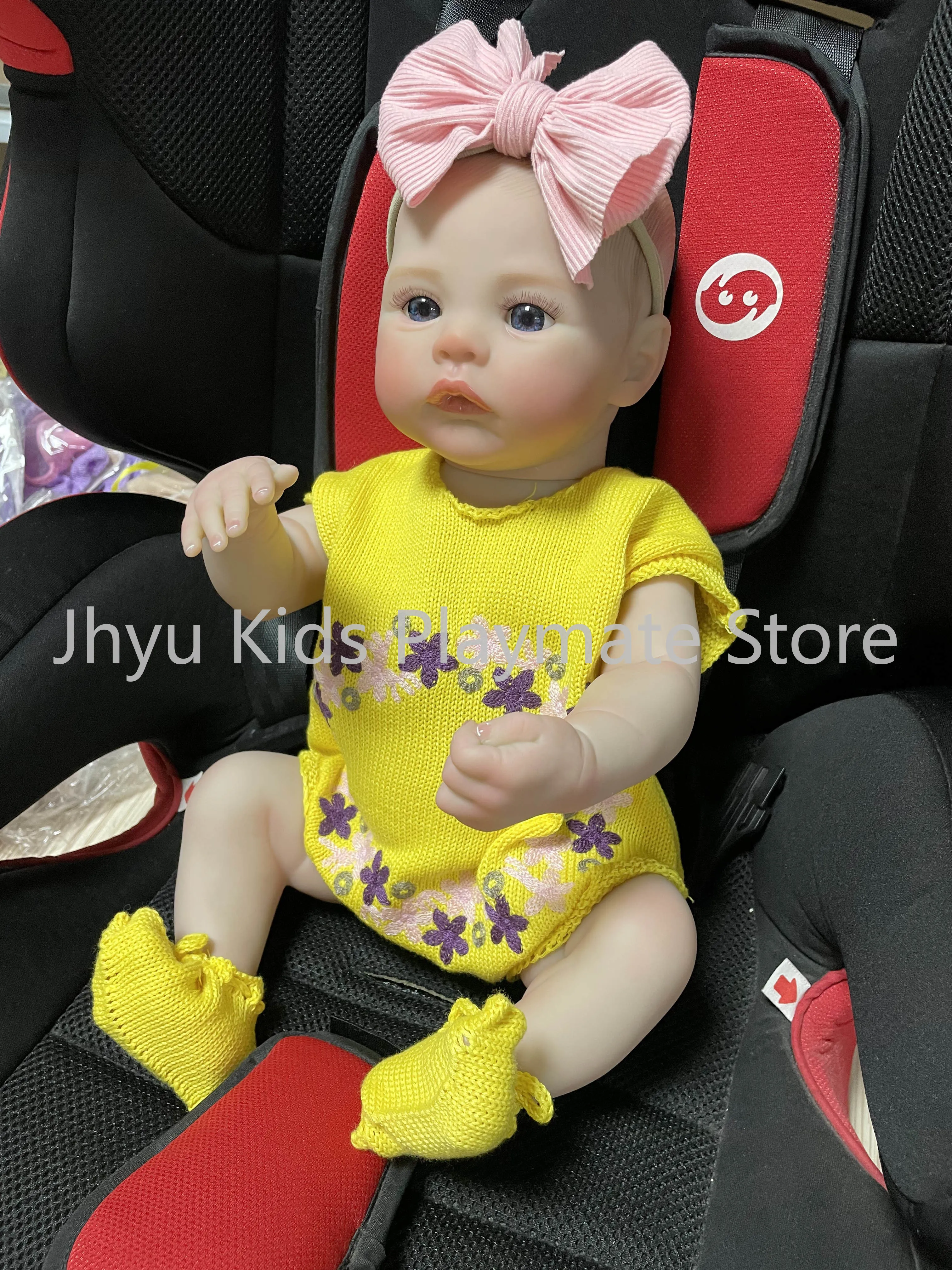18inch Meadow Cotton Body/Full Vinyl Girl Body Lifelike Reborn Doll Multiple Layers Painting with Visbile Veins Hand-Draw Hair