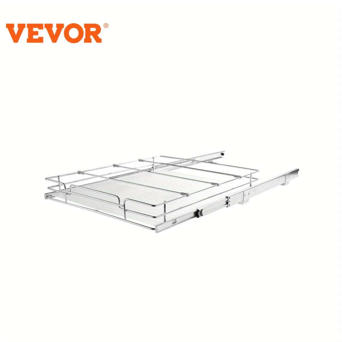 VEVOR 14 Zoll breit x 21 Zoll tief, ausziehbarer Schrank-Organizer, robuste ausziehbare Vorratsregale, verchromte Stahl-Ausziehschubladen, ausziehbare Aufbewahrungsschubladen für Zuhause, in Küchenschränken, im Badezimmer, unter der Spüle