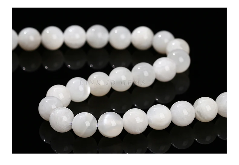 3A Naturstein Weißer Mondstein Perle Runde Lose Distanzperle Glänzende Perle 6 8 10mm Für Schmuckherstellung DIY Halskette Armband Zubehör – Detail 5