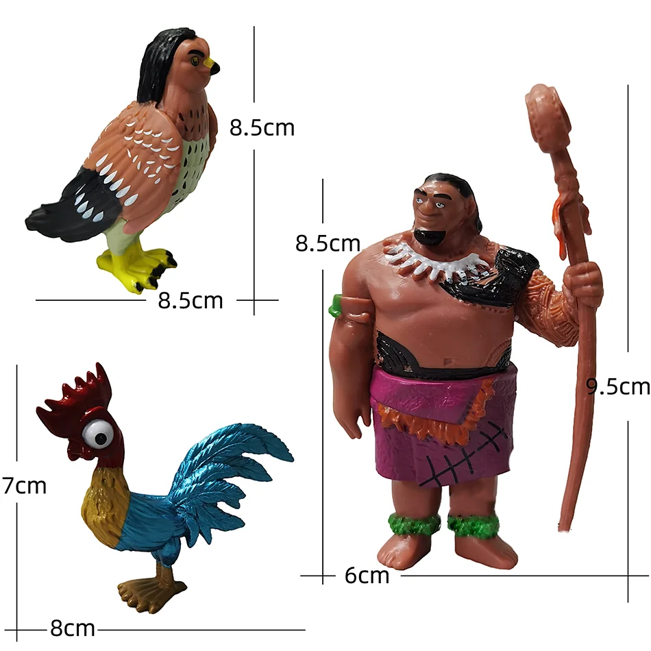 6/10pcs/set 6-12cm Moana Princess Maui Chief Tui Tala Heihei Pua Action Figure Brinquedo Toys For Children New Year Gift