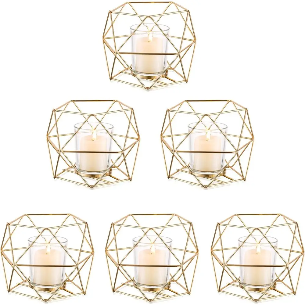 

Подсвечники для чайных свечей - геометрические золотые подставки для вотивных, чайных и цилиндрических свечей, для свадебного стола или декора