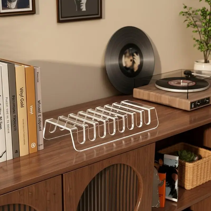 2PCS 6/8Grid Clear Acrylic CD Display Shelf Multifunctional CD Display Organizer For Vinyl Records Cassette Tapes Desktop Stora