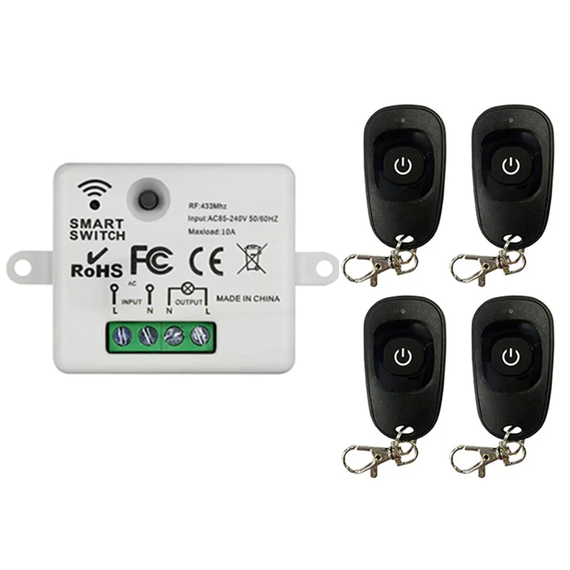 Interruptor remoto inalámbrico Universal de 433MHz AC 110V 220V 1CH rf relé y transmisor garaje/puerta/luz/ventilador/Control de electrodomésticos