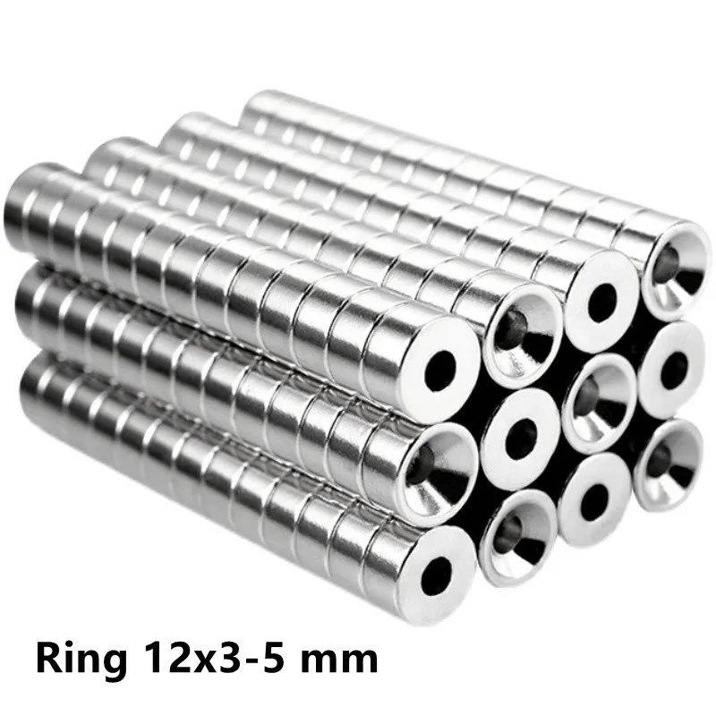 10~200PCS 12x3-5 Stong Neodymium Ring Magnet Disc 12x3 mm Hole 5mm Minor Magnet Round Magnetic Magnet 12*3-5 mm 12*3