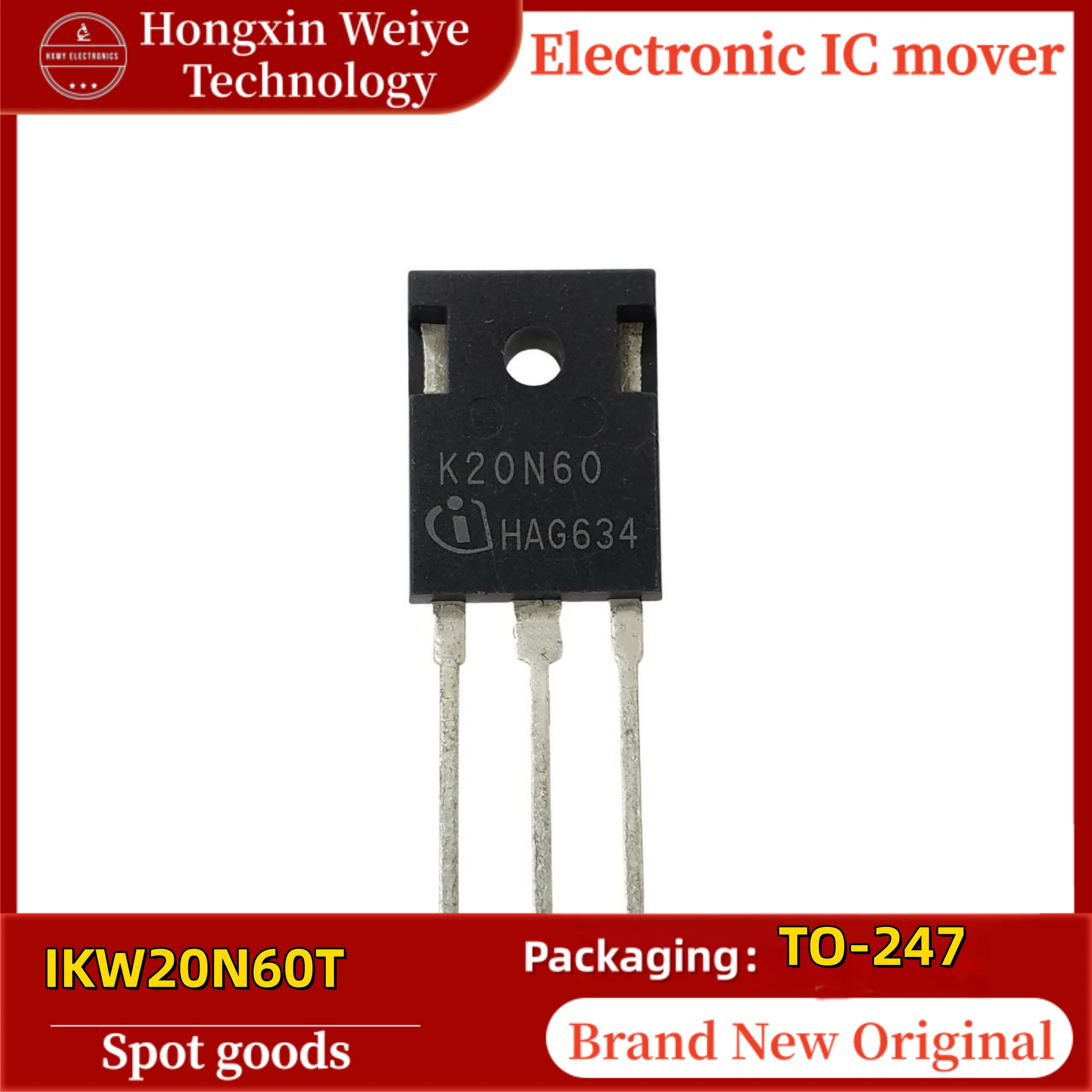 5/20 PCS K20T60 IKW20N60T TO-247 20A 166W IGBT Transistor / Module IGBT Single Tube Brand New Original Fast Shipping