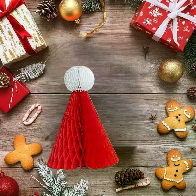 2025-2026 زينة عيد الميلاد ورقة العسل الكرة للطي شجرة عيد الميلاد ثلاثية الأبعاد زخرفة ديكورات منزلية لحفل الزفاف سطح المكتب حلية